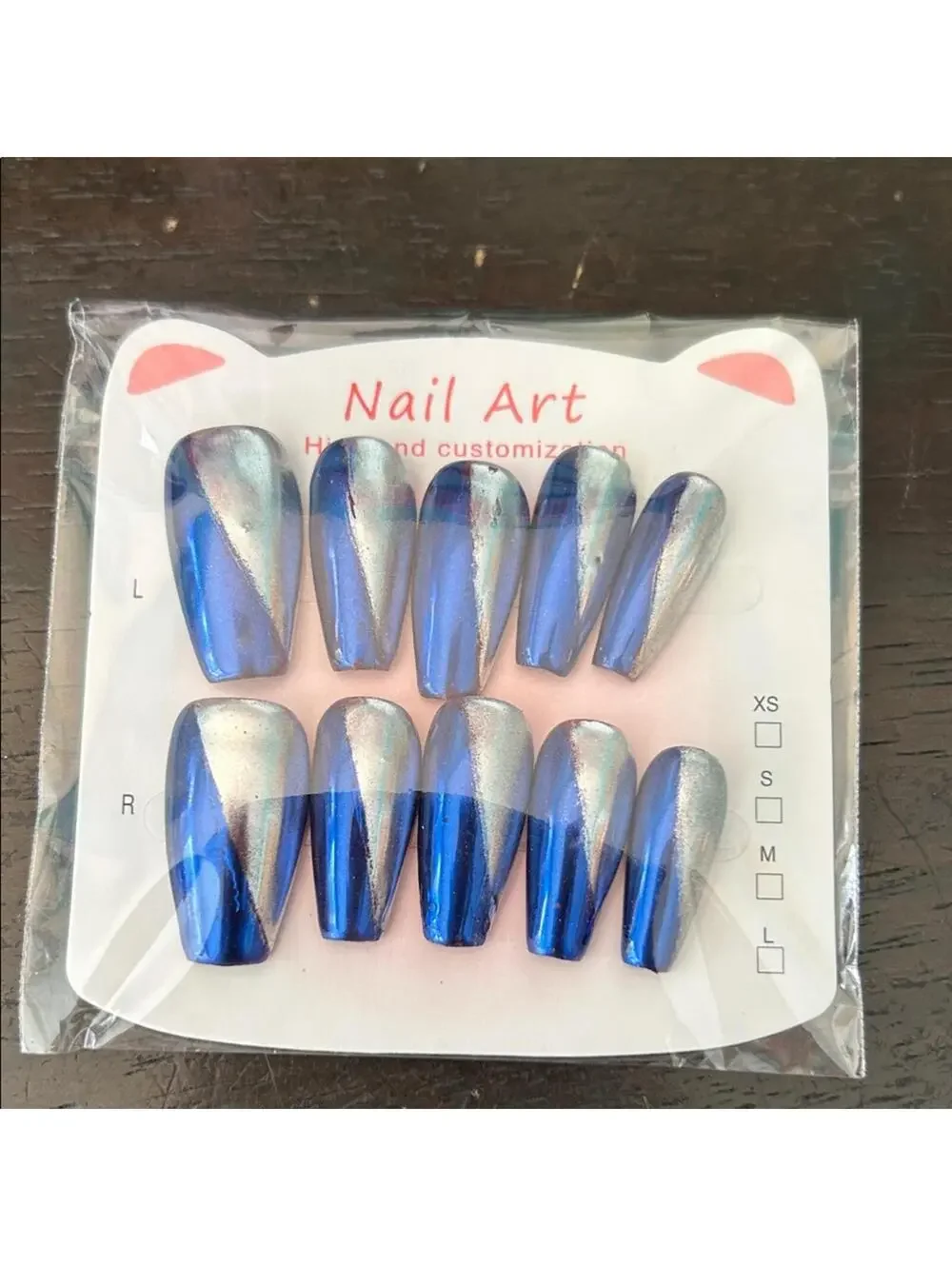 Handmade Blue and Silver Nail Art Set